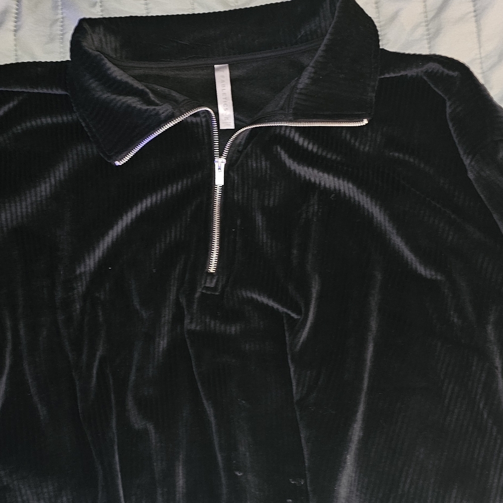Fabletics Black Ribbed Quarter-Zip Top